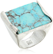 Load image into Gallery viewer, Robert Lee Morris &quot;Mosaic&quot; Semiprecious Turquoise Stone Ring, Size 7.5
