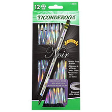 Load image into Gallery viewer, Ticonderoga Noir Black Wood-Cased #2 Pencils, Holographic Design, 12-Count (13970)
