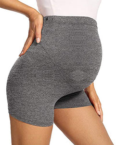 V VOCNI Maternity Biker Shorts for Women Butt Lifting Belly Support Workout Running Booty Sweat Shorts Grey Small