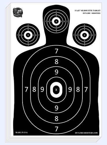 Dynamic Shooters – 100 Sheet 17X25-inch Made in USA Large Paper Silhouette Range Shooting Targets - Firearm, Rifle, Gun, Pistol, BB Guns, Airsoft, Pellet Gun, Air Rifle