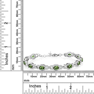 Gem Stone King 8.00 Ct Oval Green Tourmaline 925 Sterling Silver 7 Inch Bracelet With 1 Inch Extender