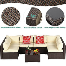 Load image into Gallery viewer, YITAHOME 7 Pieces Patio Furniture Set, Outdoor Sectional Sofa PE Rattan Wicker Conversation Set Outside Couch with Glass Table and Cushions for Porch Lawn Garden Backyard, Brown
