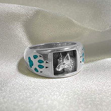 Load image into Gallery viewer, Southwestern Style Natural Turquoise Gemstone Sterling Silver Wolf Paw &amp; Claw Ring Size 10
