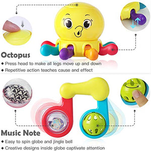 iPlay, iLearn 10pcs Baby Rattles Teether, Shaker, Grab and Spin Rattle, Musical Toy Set, Early Educational Toys for 3, 6, 9, 12 Month Baby Infant, Newborn