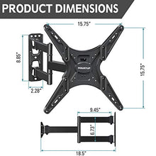Load image into Gallery viewer, MOUNTUP TV Wall Mount, Full Motion Tilting TV Mount Bracket for Most 26-55 Inch Flat Curved TVs with Articulating Arms, Wall Mount TV Bracket with Max VESA 400X400mm and 88lbs, Fits Single Stud MU0014
