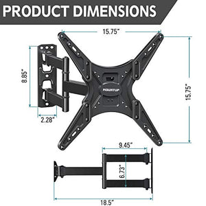 MOUNTUP TV Wall Mount, Full Motion Tilting TV Mount Bracket for Most 26-55 Inch Flat Curved TVs with Articulating Arms, Wall Mount TV Bracket with Max VESA 400X400mm and 88lbs, Fits Single Stud MU0014