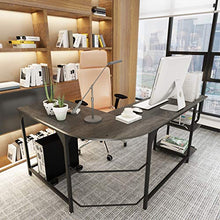 Load image into Gallery viewer, Teraves Reversible L Shaped Desk with Shelves Round Corner Computer Desk Gaming Table Workstation for Home Office

