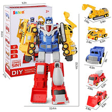 Load image into Gallery viewer, SNAEN Toys for 3 4 5 6 7 Year Old Boys - Construction Vehicles Transform Robot Kids Toys, STEM Building Toddler Toys for Kids Ages 4-8 w/ Pull-Back Toys, 5-in-1 Trucks Gifts for Boys Girls
