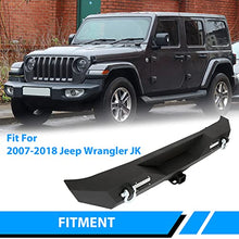 Load image into Gallery viewer, Rear Bumper Compatible with 2007-2018 Jeep Wrangler JK &amp; Unlimited Rock Crawler Bumper w/2&quot; Hitch Receiver, D-Ring, LED Lights (Textured Black)
