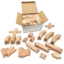 Load image into Gallery viewer, Tiny Conductors 52 Piece Wooden Train Track Set - 100% Real Wood, Compatible with Thomas and All Other Major Brands Wooden Toy Railroad Sets (52-Piece)
