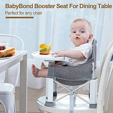 Load image into Gallery viewer, Baby Travel Booster Seat with Double Tray, BabyBond Upgraded Toddler Portable Baby Chair, Booster Seat for Dining Table, Stable and Foldable Booster Baby Chair for Indoor/Outdoor (Grey)

