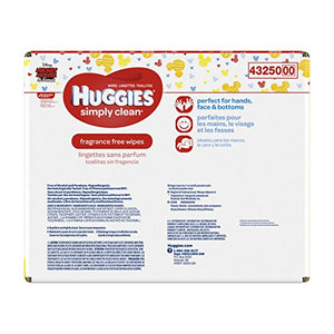 HUGGIES Simply Clean Fragrance-Free Baby Wipes, Pack of 9 Soft Packs, 648 Total Wipes