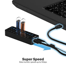 Load image into Gallery viewer, Sabrent 10-Port 60W USB 3.0 Hub with Individual Power Switches and LEDs Includes 60W 12V/5A Power Adapter (HB-BU10)
