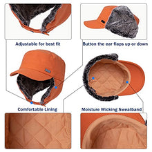 Load image into Gallery viewer, Jeff &amp; Aimy Mens Winter Baseball Army Cap Trapper Warm Lined Military Hunting Hat Women Faux Fur Ear Flaps Muffs Ski Cold Weather Elmer Fudd Orange 58-60CM
