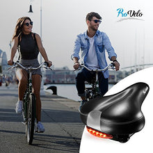 Load image into Gallery viewer, provelo Most Comfortable Bike Seat for Men Women - Wide Soft Padded Bicycle Saddle – LED Taillight – Clamp and Protection Cover Included – Comfort Memory Foam Cushion - Waterproof Leather

