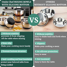 Load image into Gallery viewer, Mixing Bowls with Airtight Lids，6 piece Stainless Steel Metal Nesting Storage Bowls by Umite Chef, Non-Slip Bottoms Size 7, 3.5, 2.5, 2.0,1.5, 1QT, Great for Mixing &amp; Serving(Black)
