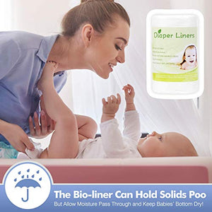 Leekalos Biodegradable Bamboo Diaper Liner Super Soft Disposable Unscent Diaper Liners,100 Sheets