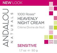 Load image into Gallery viewer, Andalou Naturals Heavenly Night Cream 1000 Roses, Sensitive Skin Moisturizer for Face, Enriched with Hyaluronic Acid &amp; Aloe Vera, 1.7 Ounce
