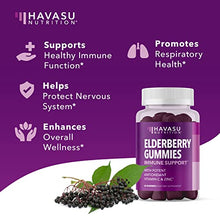 Load image into Gallery viewer, Elderberry Gummies with Zinc and Vitamin C Herbal Supplements Ingredient for Potent Antioxidant Support Immune Defense as a Delicious &amp; Vegan Friendly Option (Adult, 60 Count)
