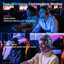 Load image into Gallery viewer, Acinaci Wireless Gaming Headset with Detachable Noise Cancelling Microphone, 2.4G Bluetooth - USB - 3.5mm Wired Jack 3 Modes Wireless Gaming Headphones for PC, PS4, PS5, Mac, Switch, Phone, Tablet

