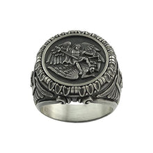 Load image into Gallery viewer, Saint St. Michael the Archangel Sterling Silver 925 mens Ring Handcrafted
