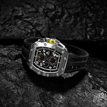 Load image into Gallery viewer, TSAR BOMBA Luxury Mens Watches Square Analog 50M Waterproof Tonneau Chronograph Replica Unique Cool Sport Watch for Men Premium Men’s Silver Wrist Watch Quartz Stylish Design with Silicone Strap
