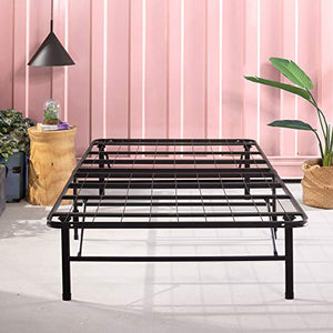 ZINUS SmartBase Tool-Free Assembly Mattress Foundation / 14 Inch Metal Platform Bed Frame / No Box Spring Needed / Sturdy Steel Frame / Underbed Storage, Black, Twin, Regular