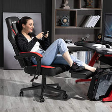 Load image into Gallery viewer, LEMBERI Video Game Chairs with footrest，Massage Gamer Chair，Big and Tall Gaming Chair 400lb Capacity，Gaming Chairs for Adults Teens，Racing Style Gaming Computer Chair with Headrest and Lumbar Support
