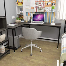 Load image into Gallery viewer, Teraves Modern L-Shaped Desk Corner Computer Desk Home Office Study Workstation Wood &amp; Steel PC Laptop Gaming Table (Small, Black Oak)
