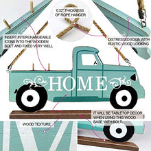 Load image into Gallery viewer, Winder Truck Welcome Sign &amp; Home Sign, 2-Side Red Truck Christmas Decor Signs with 10 Pcs Icons for Front Door, Holiday, Fall, Christmas, Harvest, Easter, Halloween, Seasonal and Interchangeable Wall Hanging &amp; Freestanding Tabletop Decor for Your Home
