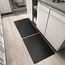 Load image into Gallery viewer, DEXI Kitchen Rugs and Mats Cushioned Anti Fatigue Comfort Mat, 2/5Inch Non Slip Standing Rug Set 17"x29"+17"x29" Black
