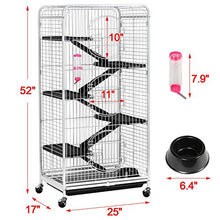 Load image into Gallery viewer, YAHEETECH Multi Levels Rolling Large Ribbit Bunny Cage - 52-inch Pet Ferret Chinchilla Squirrels Cage Small Animals Hutch w/ 3 Front Doors/Bowl/Water Bottle White
