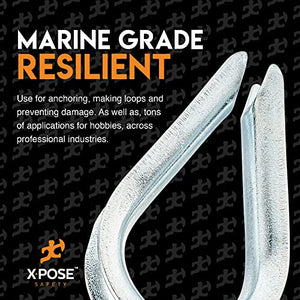 12 Pk Stainless Steel Thimbles for Wire Rope - 3/32 Inch - Marine Rigging, Sailing, Boat Anchor, Fishing, Railing, DIY, Hobby, Commercial, Industrial Applications - by Xpose Safety