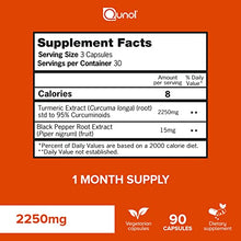 Load image into Gallery viewer, Turmeric Curcumin with Black Pepper, Qunol 2250mg Turmeric Extract with 95% Curcuminoids, Extra Strength Supplement, Enhanced Absorption, Supports Healthy Inflammation Response, 90 Vegetarian Capsules
