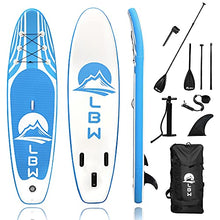 Load image into Gallery viewer, LBW Inflatable Stand Up Paddle Board SUP Paddleboard with Premium SUP Accessories &amp; Waterproof Backpack, Adjustable 3 Pieces Paddle, Non-Slip Deck, Youth &amp; Adult ISUP
