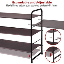 Load image into Gallery viewer, Simple Trending 3-Tier Stackable Shoe Rack, Expandable &amp; Adjustable Fabric Shoe Shelf Storage Organizer, Bronze
