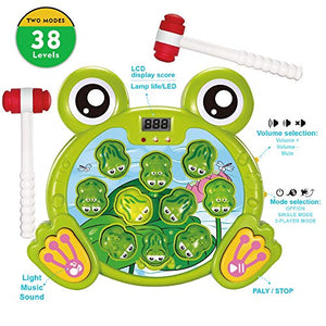 YEEBAY Interactive Whack A Frog Game, Learning, Active, Early Developmental Toy, Fun Gift for Age 2,3, 4, 5, 6, 7, 8 Years Old Kids, Boys, Girls,2 Hammers Included