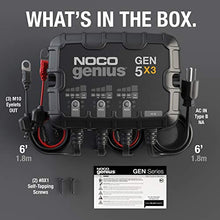 Load image into Gallery viewer, NOCO Genius GEN5X3, 3-Bank, 15-Amp (5-Amp Per Bank) Fully-Automatic Smart Marine Charger, 12V Onboard Battery Charger, Battery Maintainer and Battery Desulfator with Temperature Compensation
