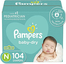 Load image into Gallery viewer, Diapers Size Newborn/Size 0 (&lt; 10 lb), 104 Count - Pampers Baby Dry Disposable Baby Diapers, Super Pack
