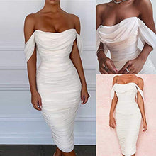 Load image into Gallery viewer, Women's Dresses Sexy Ruffle Off Shoulder Sleeveless Solid Sheath Bodycon Midi Party Dress Skirts
