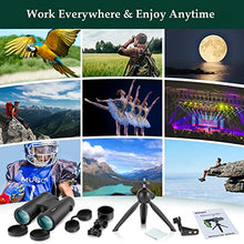 Load image into Gallery viewer, 12x42 HD Binoculars for Adults with Upgraded Phone Adapter, Tripod and Tripod Adapter - Large View Binoculars with Clear Low Light Vision - Waterproof Binoculars for Bird Watching Hunting Travel
