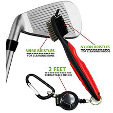 Load image into Gallery viewer, Yoport Golf Club Brush and Club Groove Cleaner 2 Ft Retractable Zip-line Aluminum Carabiner, Lightweight and Stylish, Ergonomic Design, Easily Attaches to Golf Bag(Red), red+Black
