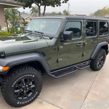 Load image into Gallery viewer, OEDRO All-Steel Build Running Boards Compatible with 2018-2022 Jeep Wrangler JL 4 Door, Bolt-on Side Steps with Leaf Shaped Design, Black Powder Coated Nerf Bar
