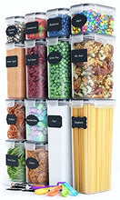 Load image into Gallery viewer, Airtight Food Storage Containers 14 Pack - Kitchen Pantry Organization and Storage, BPA-Free, Plastic Canisters with Durable Lids Ideal for Cereal, Flour &amp; Sugar - Includes Labels, Marker &amp; Spoon Set
