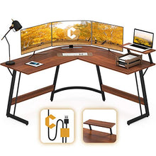 Load image into Gallery viewer, Cubiker Modern L-Shaped Desk Computer Corner Desk, PC Laptop Writing Study Desk for Home Office Wood &amp; Metal, Espresso
