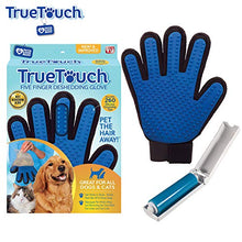 Load image into Gallery viewer, True Touch Five Finger Deshedding Glove- Premium Version, Gentle Grooming Glove Great Cats &amp; Dogs with Long or Short Fur- Includes 1 Authentic Right-Hand True Touch Glove &amp; 1 Lint Roller
