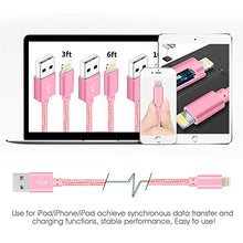 Load image into Gallery viewer, 4Pack(3ft 6ft 6ft 10ft) iPhone Lightning Cable Apple Certified Braided Nylon Fast Charger Cable Compatible iPhone Max XS XR 8 Plus 7 Plus 6s 5s 5c Air iPad Mini iPod (Pink)
