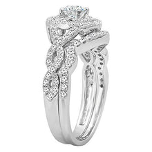 Load image into Gallery viewer, Dazzlingrock Collection 1.00 Carat (ctw) 14K White Diamond Swirl Bridal Halo Engagement Ring Set 1 CT, White Gold, Size 5
