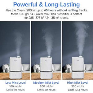 LEVOIT Humidifiers for Bedroom, 4L Ultrasonic Cool Mist Air Vaporizer for for Large Room Babies, Essential Oil Tray, Quiet Operation, Auto Shut-Off, Lasts up to 40 Hours, Gray