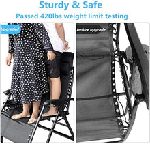Load image into Gallery viewer, Zero Gravity Chair Oversized,420 lbs Weight Capacity Patio Lounge Chair, Folding Beach Chair Recliner 31.5 inch Extra Wide Yard Chair with Cup Holder (Black)
